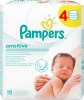 Фото товара Салфетки влажные для младенцев Pampers Sensitive Сменный блок 4 x 56 шт.