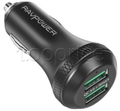 Фото Автомобильное З/У RavPower Qualcomm Quick Charge 3.0 36W Dual USB (RP-VC007)