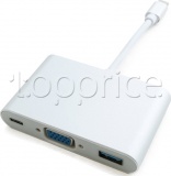 Фото Адаптер USB Type C -> VGA/USB3.2 Gen1/Type C Extradigital (KBV1690)