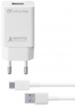 Фото Сетевое З/У Cellular Line USB 3A Adaptive Fast Charger + cable Type-C White (ACHSMKIT15WTYCW)