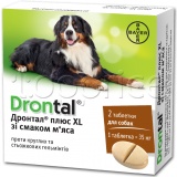 Фото Средство от паразитов для собак Bayer Дронтал плюс XL со вкусом мяса 2 таблетки (85231707)