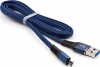 Фото товара Кабель USB2.0 AM -> micro-USB Vinga 1 м Flat Nylon Blue (VCPDCMFNB1B)
