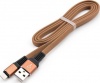 Фото товара Кабель USB -> Lightning Vinga 1 м Flat Nylon Brown (VCPDCLFNB1BR)