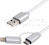 Фото Кабель USB2.0 AM -> micro-USB/Lightning Vinga 1 м (USBAMMICRO&Lightning-1.0)