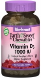Фото Витамин D3 Bluebonnet Nutrition Earth Sweet Chewables 1000IU Малина 90 жев. таб (BLB0362)