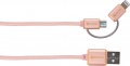 Фото Кабель USB -> micro-USB/Lightning Skross 2in1 Charge'n Sync Steel Line 1 м Rose Gold (2.700251)