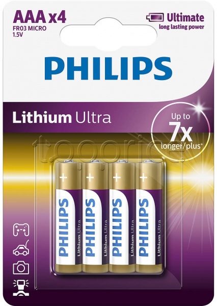 Фото Батарейки Philips Lithium Ultra AAA/LR3 BL (FR03LB4A/10) 4 шт.