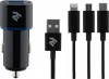 Фото товара Автомобильное З/У 2E Dual USB Car Charger 2.4A + Cable 3в1 Black (2E-ACR01-C3IN1)