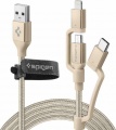 Фото Кабель USB2.0 AM -> Lightning/micro-USB/Type C Spigen Essential C10i3 Gold (000CB23018)