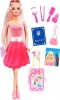 Фото товара Кукла Ася Путешествие выходного дня, блондинка, розовая юбка 28 см (35137)