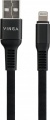 Фото Кабель USB -> Lightning Vinga 1 м Flat Nylon Black (VCPDCLFNB1BK)