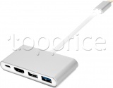 Фото Адаптер USB Type C -> HDMI/USB3.2 Gen1/USB2.0/Type C PowerPlant (CA911707)