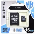 Фото Карта памяти micro SDHC 16GB Hi-Rali Class 10 + adapter (HI-16GBSD10U1-01)