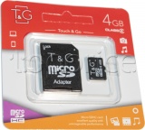 Фото Карта памяти micro SDHC 4GB T&G Class 4 + adapter (TG-4GBSDCL4-01)
