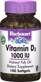 Фото Витамин D3 Bluebonnet Nutrition 1000IU 100 желатиновых капсул (BLB0308)