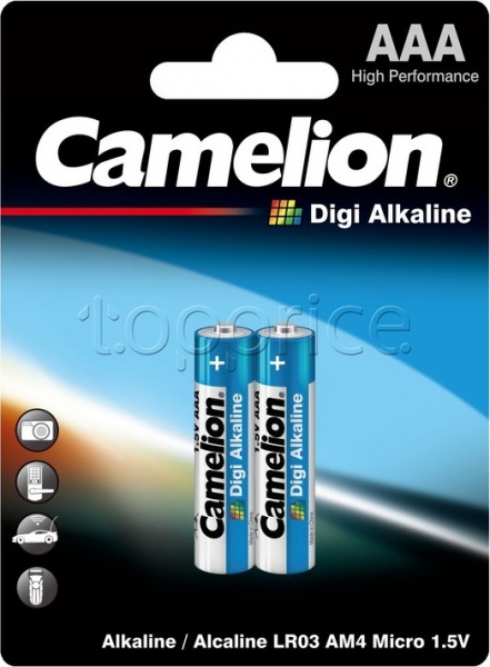 Фото Батарейки Camelion Digi Alkaline AAA LR03 (LR03-BP2DG) 2 шт.