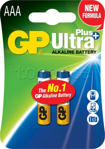 Фото Батарейки GP Ultra Plus Alkaline AAA/LR03 24AUP-U2 2 шт. (4891199100307)