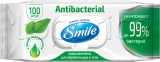 Фото Салфетки влажные Smile Antibacterial с подорожником c клапаном 100 шт. (4823071636741)