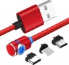 Фото товара Кабель USB2.0 AM -> Lightning/micro-USB/Type C XoKo Magneto 1.0 м (SC-370MGNT-RD)