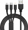 Фото товара Кабель USB2.0 AM -> Lightning/micro-USB/Type C XoKo 1.2 м Black (SC-330-BK)
