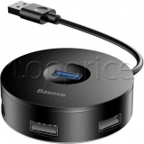 Фото Концентратор USB3.2 Gen1 Baseus Round Box Black (CAHUB-F01)