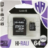Фото Карта памяти SDXC 64GB Hi-Rali UHS-I U3 Class 10 + adapter (HI-64GBSDU3CL10-01)