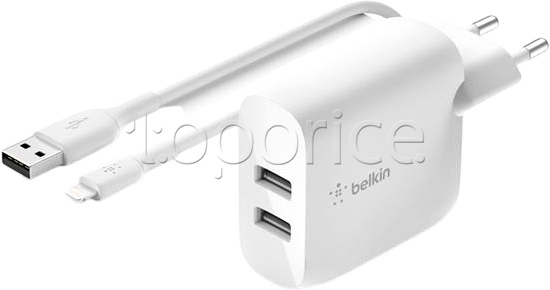 Фото Сетевое З/У Belkin Dual USB Lightning 24W White (WCD001VF1MWH)
