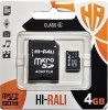 Фото товара Карта памяти micro SDHC 4GB Hi-Rali Class 4 + adapter (HI-4GBSDCL4-01)