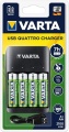 Фото З/У Varta Value USB Quattro Charger + 4 аккум-ра АА (2100мА-ч) (57652101451)