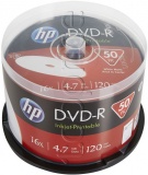 Фото DVD-R HP 4.7Gb 16x IJ Print (50 Pack Spindle) (69317/DME00025WIP-3)