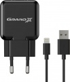 Фото Сетевое З/У USB Grand-X 2.1A + кабель USB Lightning Black (CH03LTB)