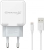 Фото товара Сетевое З/У USB Grand-X 2.1A + кабель USB Lightning White (CH03LTW)
