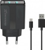 Фото товара Сетевое З/У USB Grand-X 2.4A + кабель USB Lightning Black (CH15LTB)
