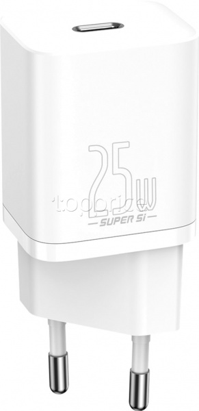 Фото Сетевое З/У Baseus Super Si QC 25W USB-C + кабель Type-C/Type-C White (TZCCSUP-L02)
