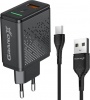 Фото товара Сетевое З/У Grand-X Fast Charge QC3.0/FCP/AFC 18W + кабель USB-Type-C (CH-650T)