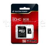 Фото Карта памяти micro SDHC 8GB Silicon Power Class 4 (SP008GBSTH004V10-SP)