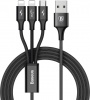 Фото товара Кабель USB2.0 AM -> 2xLightning/micro-USB Baseus Rapid Black 1.2 м (CAMLL-SU01)
