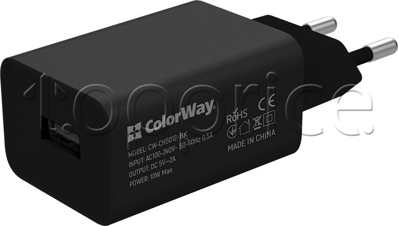 Фото Сетевое З/У ColorWay Black + кабель USB Type-C (CW-CHS012CC-BK)