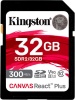 Фото товара Карта памяти SDHC 32GB Kingston Canvas React Plus C10 UHS-II U3 (SDR2/32GB)