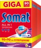 Фото товара Таблетки для посудомоечных машин Somat Все в 1 Giga Duo 90+90 шт. (9000101536232)
