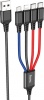 Фото товара Кабель USB -> Lightning/microUSB/2xType-C 3in1 Hoco X76 Nylon 1 м Black/Red/Blue (6931474768650)