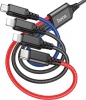 Фото товара Кабель USB -> 2xLightning/microUSB/Type-C 3in1 Hoco X76 Nylon 1 м Black/Red/Blue (6931474768643)