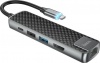 Фото товара Адаптер USB Type C -> HDMI/USB3.2 Gen1/USB2.0/Type C/RJ-45 Hoco HB23 Metal Gray (6931474759337)