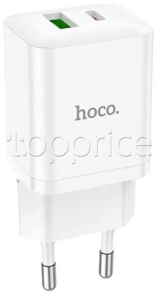 Фото Сетевое З/У Hoco N28 Founder 20W + Кабель Type-C - Type-C 1м White (6931474783554)