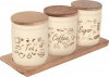 Фото товара Ёмкость для сыпучих Herevin Wooden Set-Beige-Browm Tea-Coffee-Sugar 0.446л (232102-021)