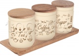 Фото Ёмкость для сыпучих Herevin Wooden Set-Beige-Browm Tea-Coffee-Sugar 0.446л (232102-021)