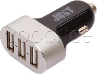 Фото Автомобильное З/У Just Evo Trio USB 6.3A/31W Black/Silver (CCHRGR-V-BLCK)
