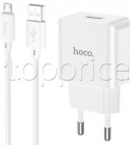 Фото Сетевое З/У Hoco C106A Leisure White + кабель micro-USB (6931474783905)