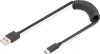 Фото товара Кабель USB2.0 AM -> USB Type C Digitus Spiral 1м Black (AK-300430-006-S)