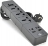 Фото товара Сетевой фильтр Voltronic 2 м 3 розетки 4 USB Black (ТВ-Т08-Black)